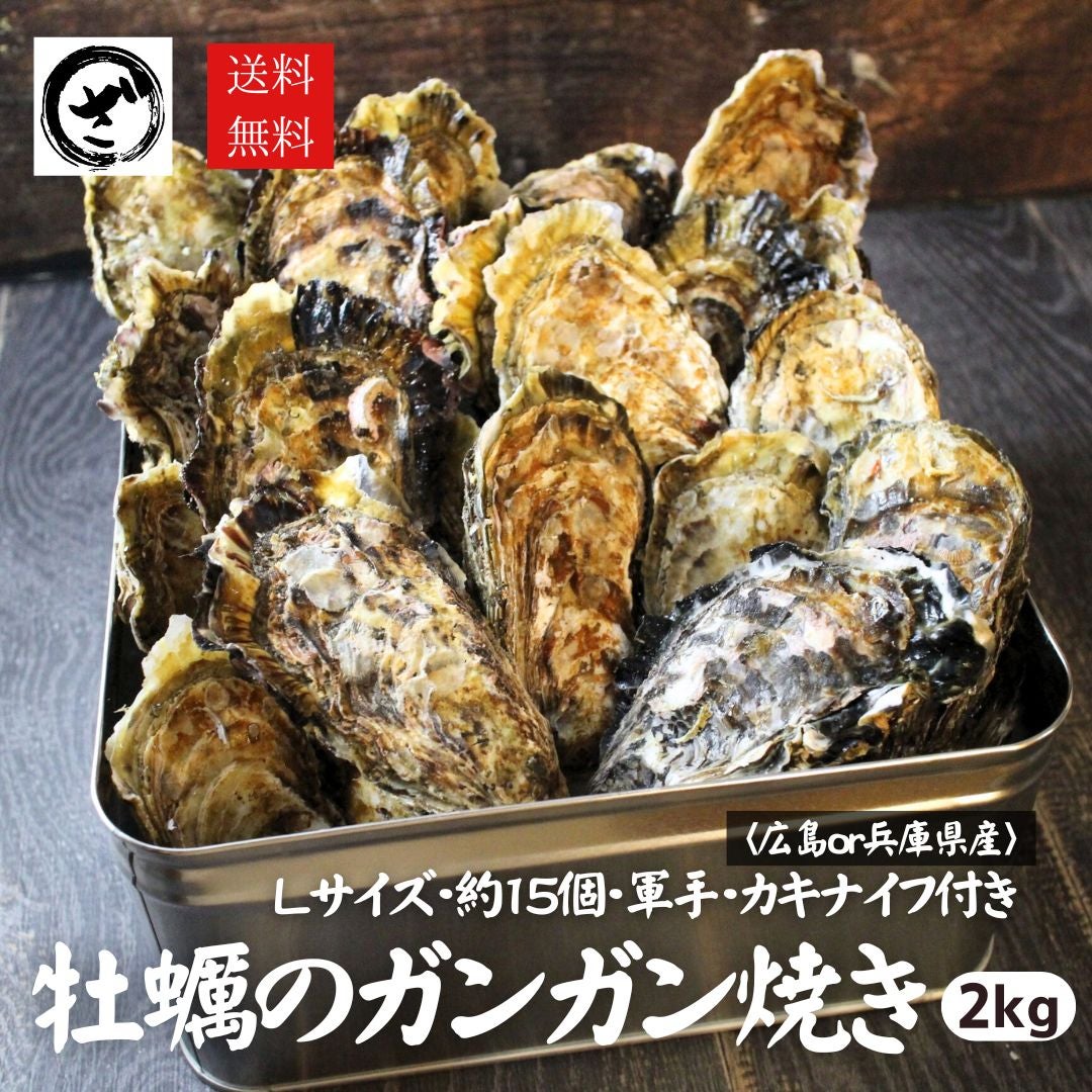 新物 カキのガンガン焼きセット Lサイズ2kg 約15個入り 広島県産