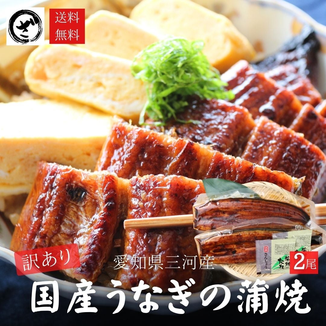 訳あり 愛知県三河産うなぎ蒲焼 2尾 送料無料 無頭 うなぎ 鰻 ウナギ